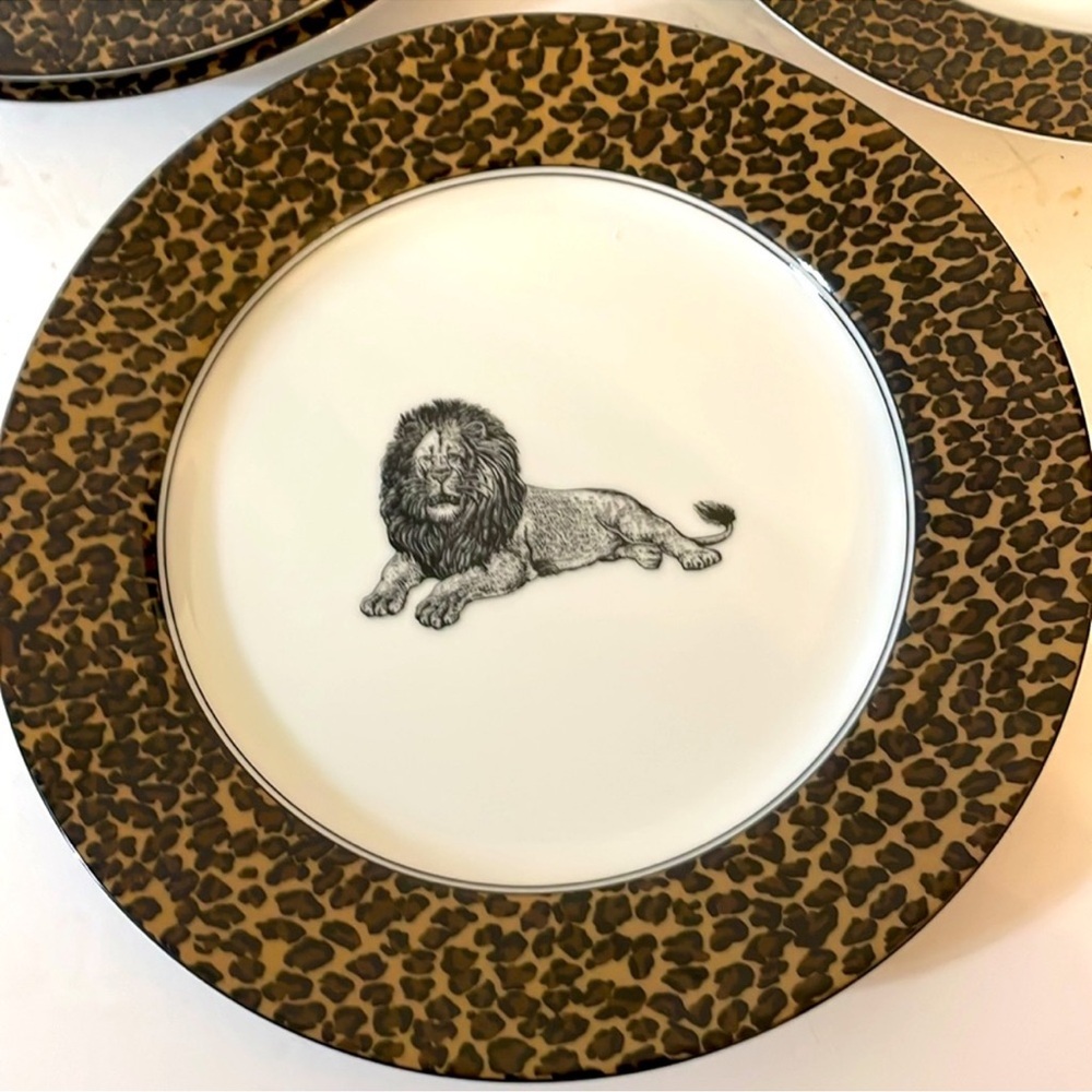 🖤 Fitz & Floyd “Serengeti” Fine Porcelain Luncheon  Complete plate Set of 4